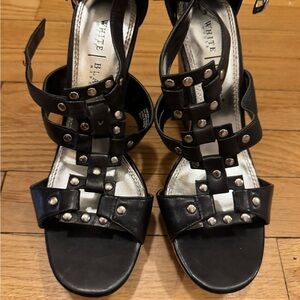 White House Black Market Black Studded Strappy Heels